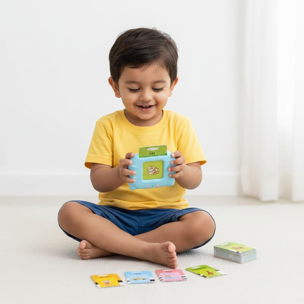 Educational Talking Flash Cards Learning Toy for Kids | Interactive Sound Learning Cards | Vocabulary, Animals, Fruits, Vehicles, Shapes & Everyday Objects | Early Learning Activity Set