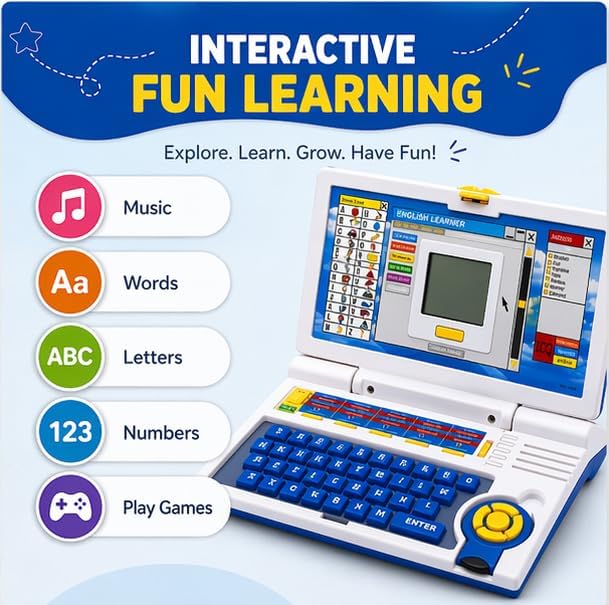 Educational Laptop Computer Toy for Kids Above 3 Years - 20 Fun Activity Learning Machine, Now Learn Letter, Words, Games, Mathematics, Music, Logic, Memory Tool