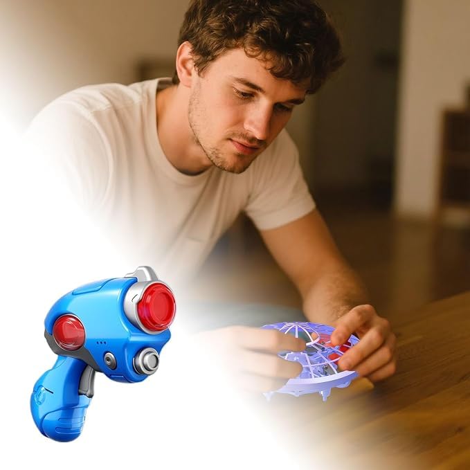 Mini Flying UFO Toy with Space Sensing Gun, LED Lights, Sound Effects & Infrared Obstacle Avoidance, Interactive Hovering Disc Toy for Indoor and Outdoor Play, Kids Ages 7+