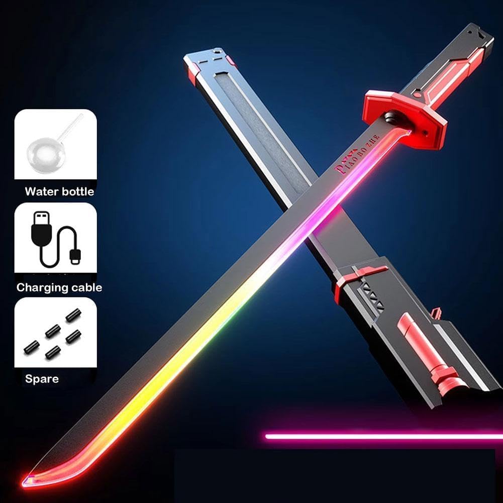 Sparkblade Sword with Sparks,31.5in Smoke Sparking Light Up Sword,Katana Fake Swords with LED Light and Spray,for Cosplay, Costume Accessory, Roleplay Halloweens Decorations