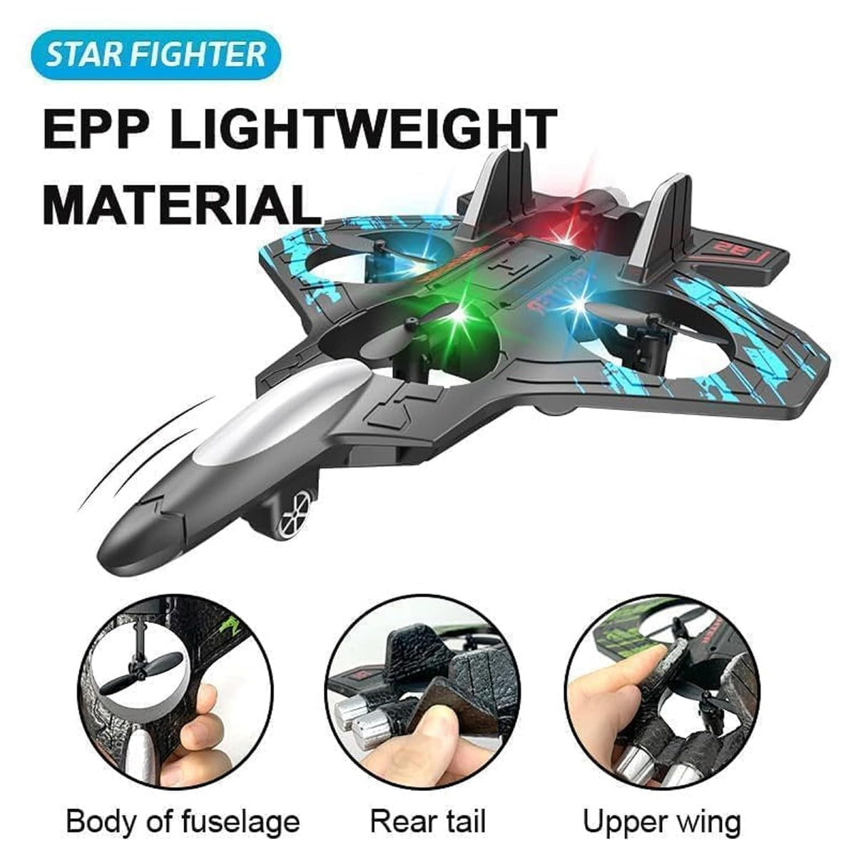 Remote Control Star Fighter Plane with Controller, LED Lights, 2.4G Signal, EPP Body