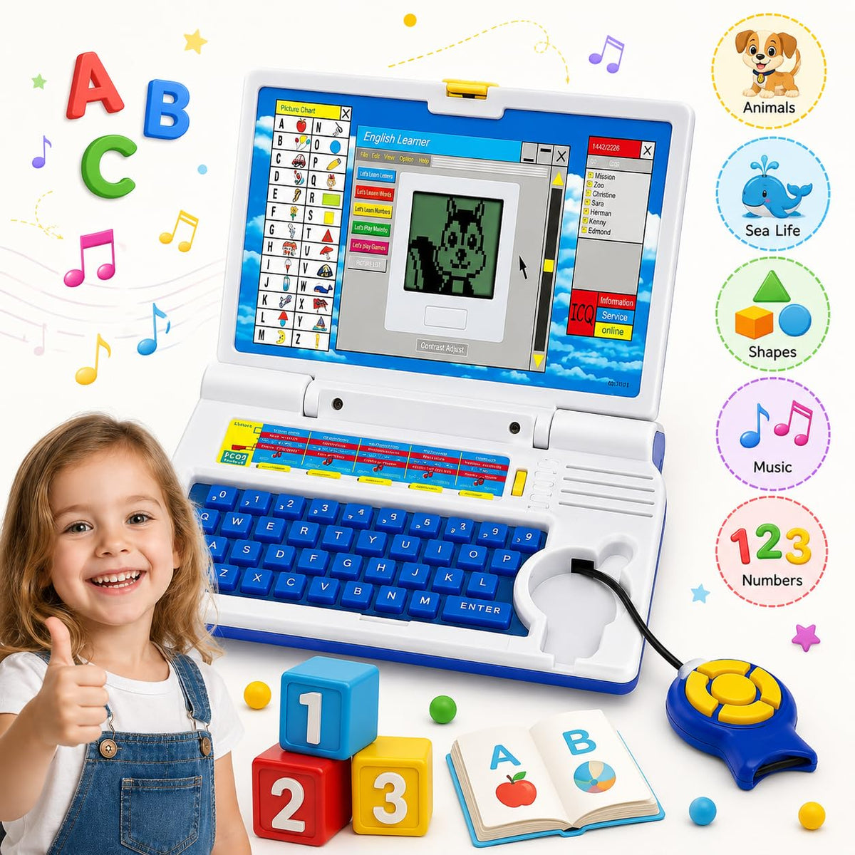 Educational Laptop Computer Toy for Kids Above 3 Years - 20 Fun Activity Learning Machine, Now Learn Letter, Words, Games, Mathematics, Music, Logic, Memory Tool