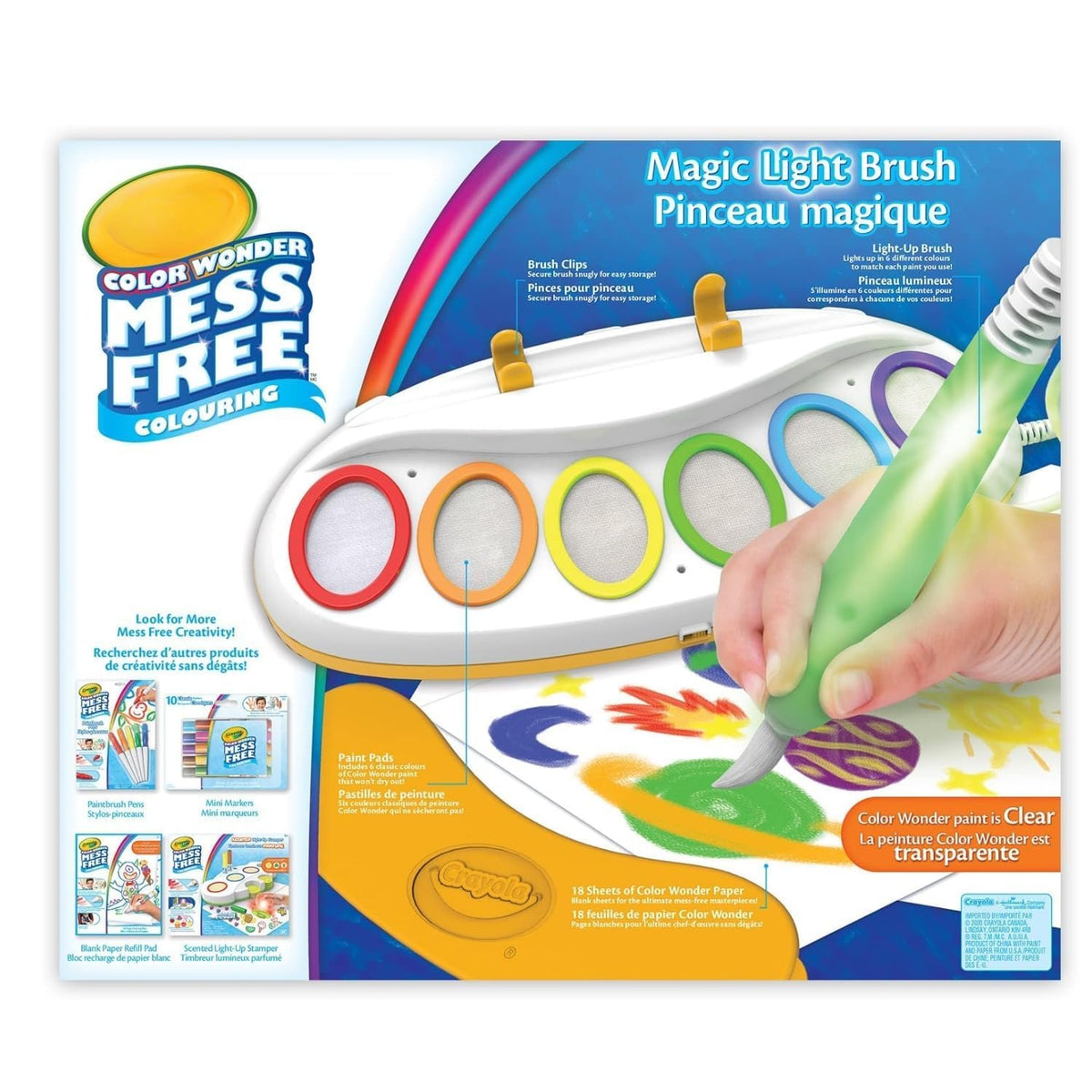 YLOCART® Color Draw Magical Paint Brush Set with Light-Up Brush, Mess Free Painting & Learning for Kids, Toddlers Toys & Activities, 6 Classic Colours, 18 Wonder Paper Sheets, for Kids Ages 3+