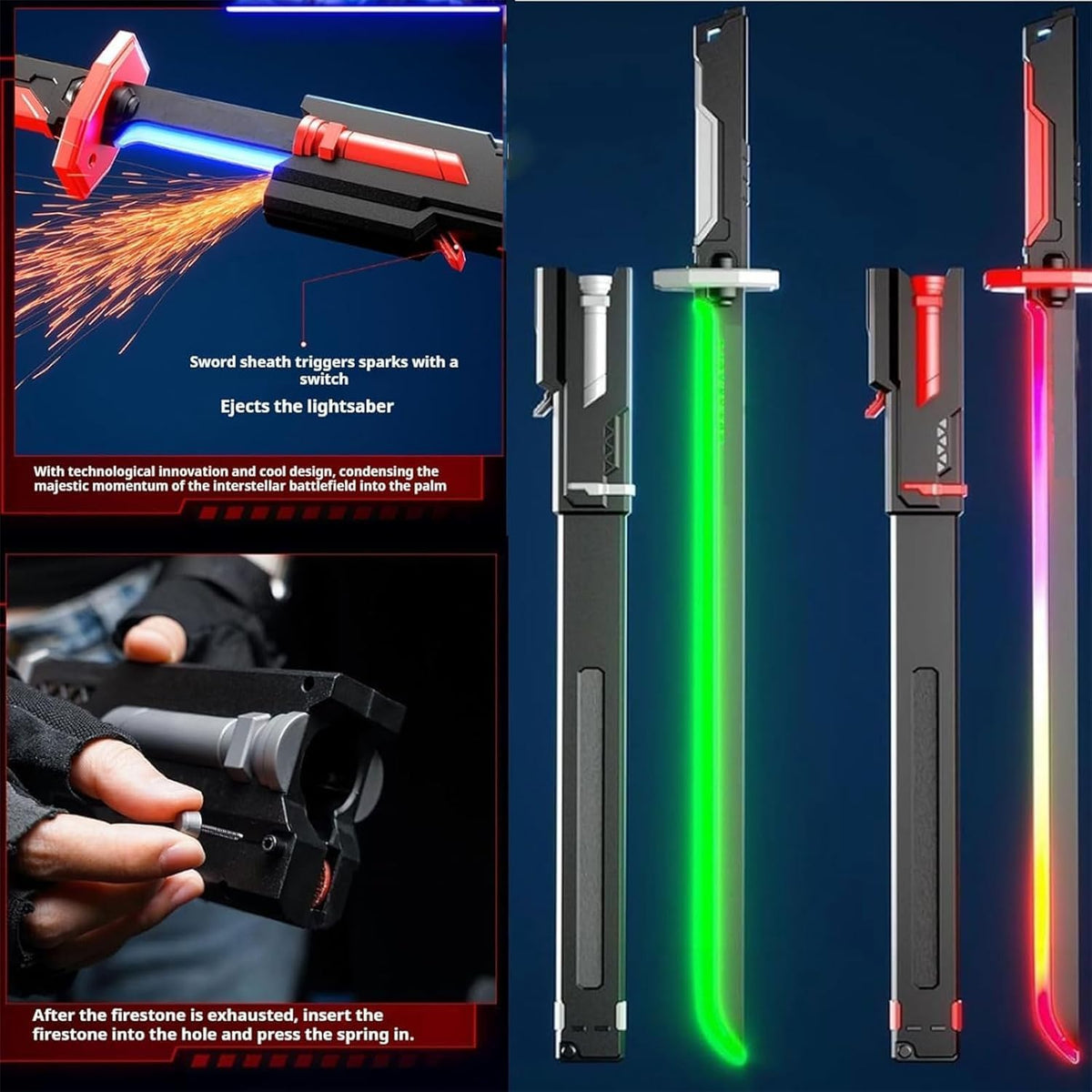 Sparkblade Sword with Sparks,31.5in Smoke Sparking Light Up Sword,Katana Fake Swords with LED Light and Spray,for Cosplay, Costume Accessory, Roleplay Halloweens Decorations