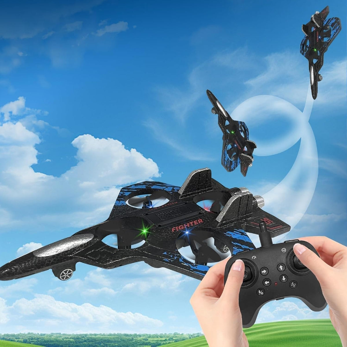 Remote Control Star Fighter Plane with Controller, LED Lights, 2.4G Signal, EPP Body