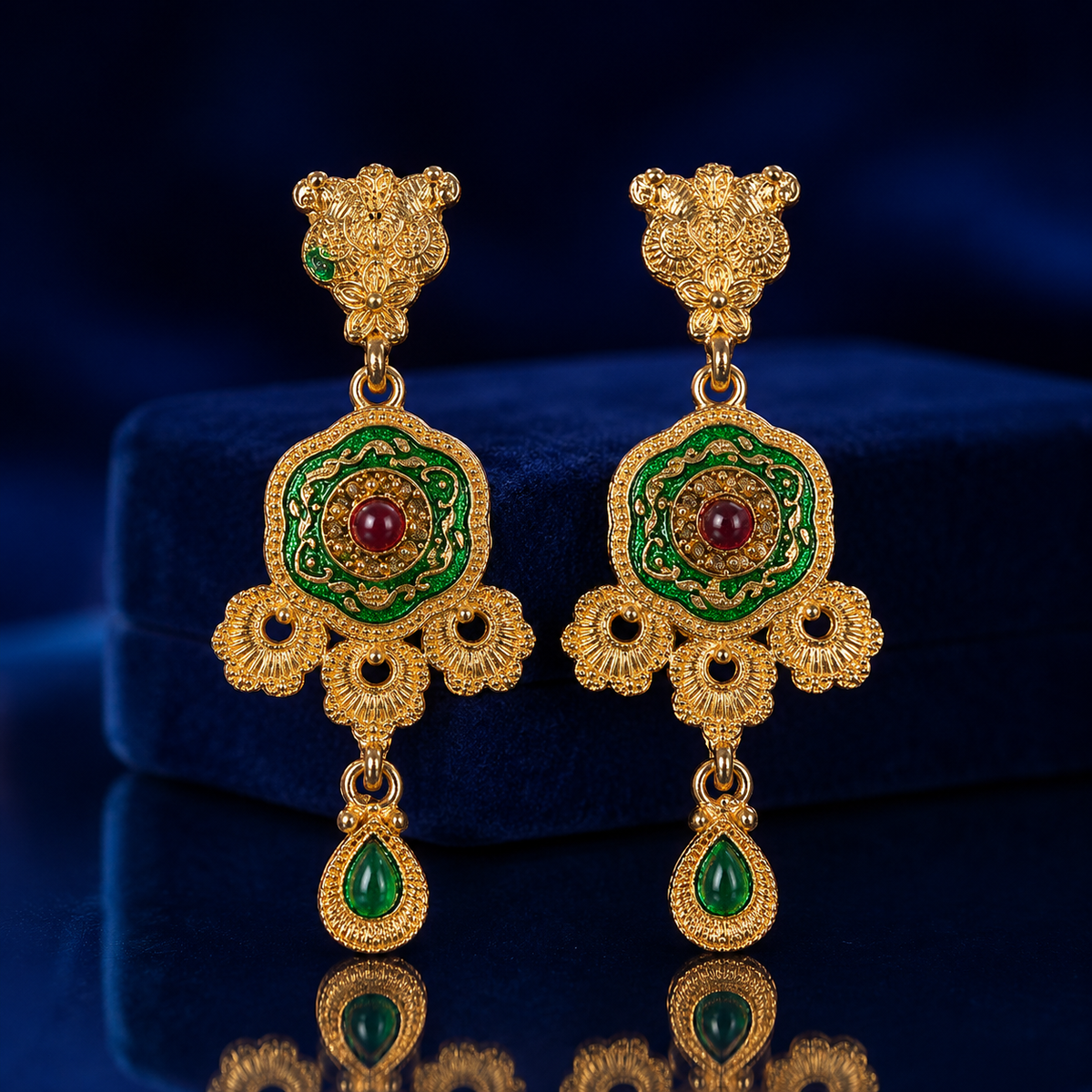 YLOCART Gold Tone Pearl Necklace and Earrings Set for Women | Multicolor Traditional Ethnic Jewellery