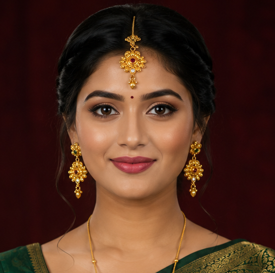 YLOCART Gold Tone Traditional Necklace Set for Women | Necklace, Earrings & Maang Tikka | Multicolor Ethnic Bridal Jewellery