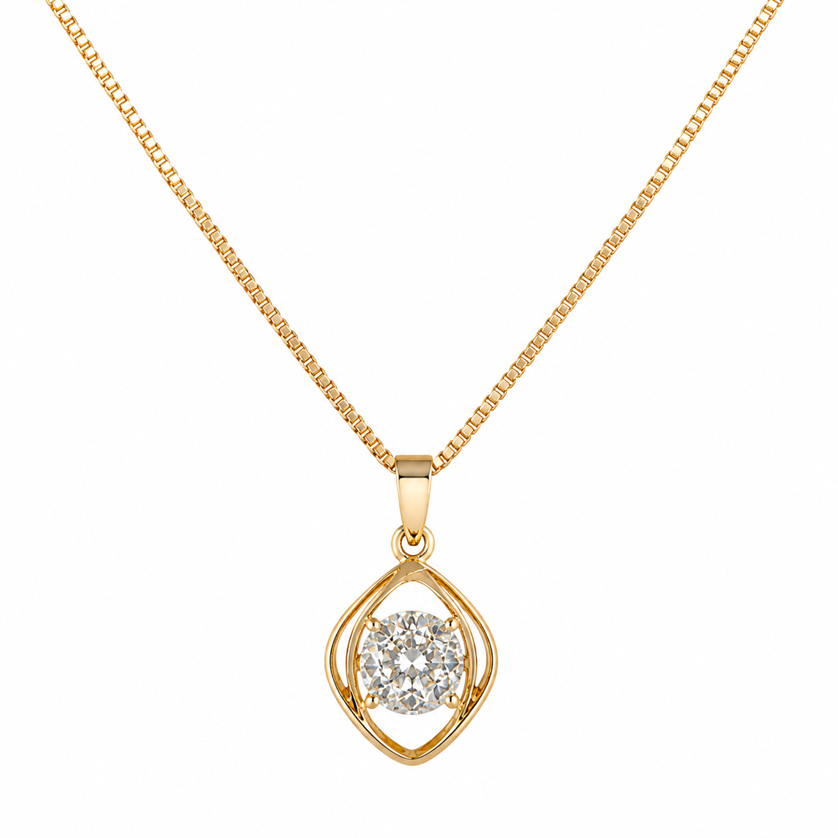 Gold Plated Elegant Teardrop Crystal Pendant Necklace for Women