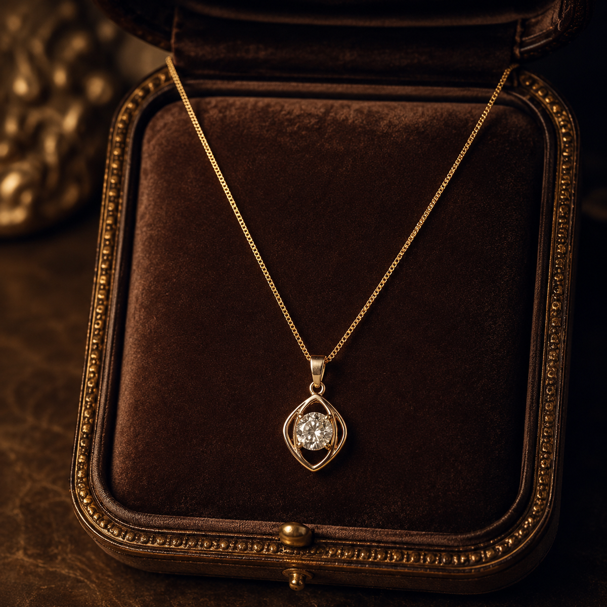 Gold Plated Elegant Teardrop Crystal Pendant Necklace for Women