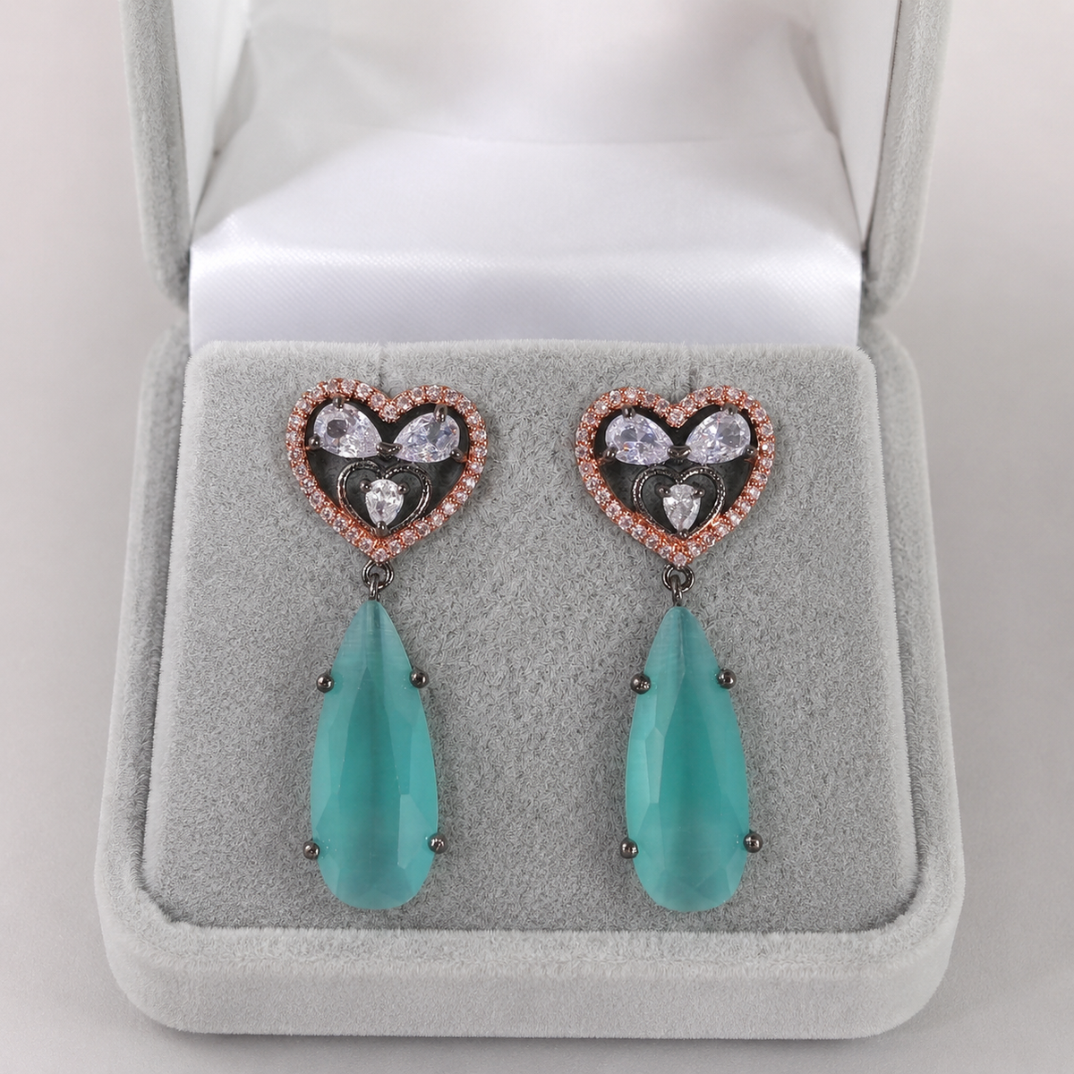 Blue Oval Drop Earrings for Women | Crystal Studded Double Oval Earrings | Elegant Party Wear Jewellery