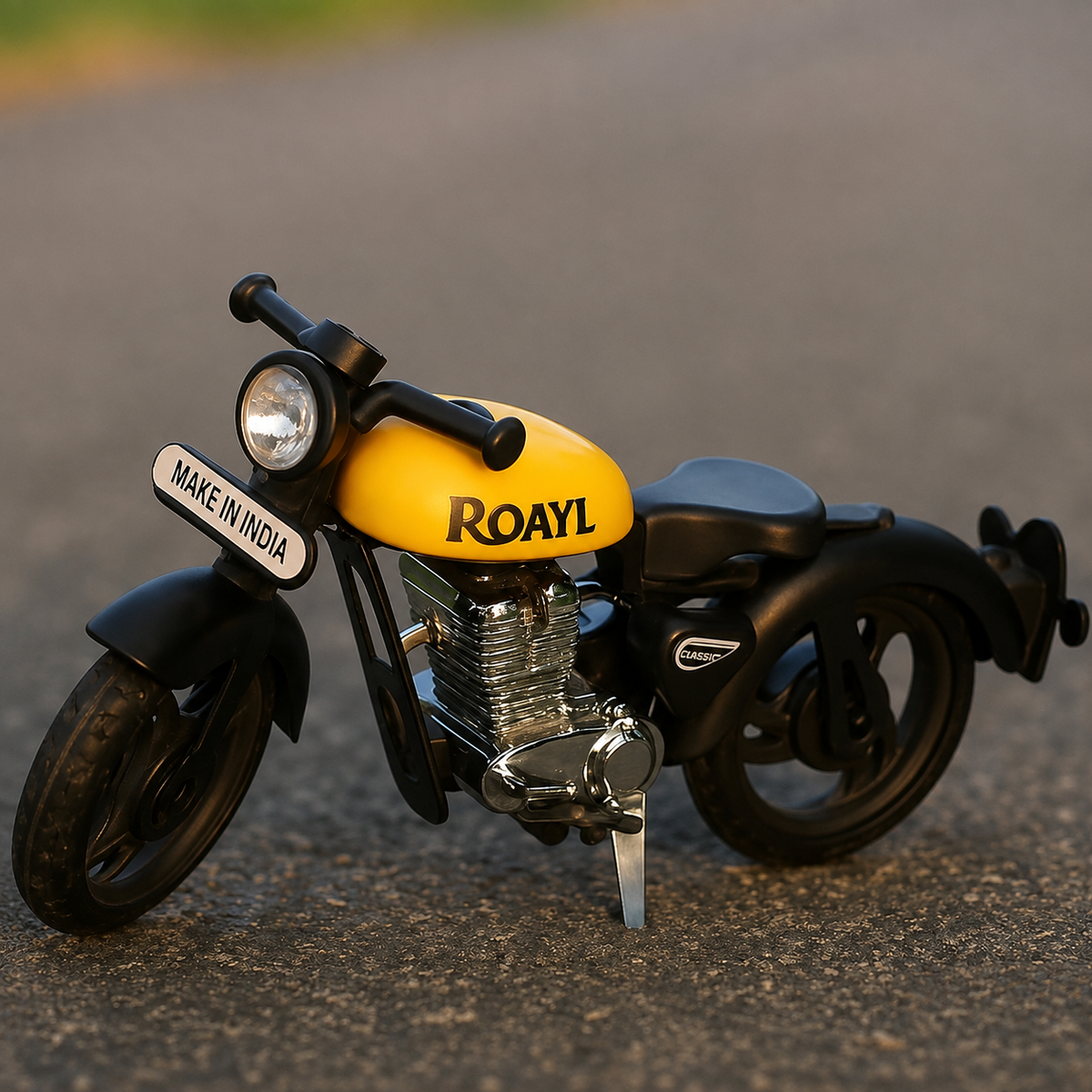 Miniature Motorcycle Bike Showpiece for Home Decor, Decorative Classic Motorbike Model for Office Desk, Living Room, Shelf, Showcase & Gifting, Blue and Black