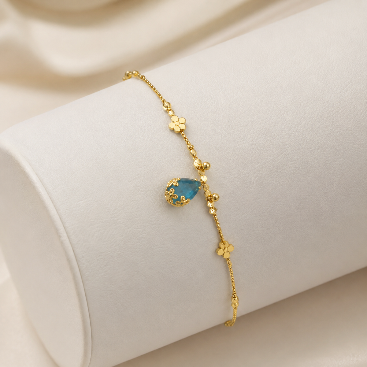 YLOCART Gold Plated Pink Stone Bracelet for Women | Elegant Teardrop Crystal Charm Bracelet | Stylish Fashion Jewellery for Party, Wedding & Festive Wear