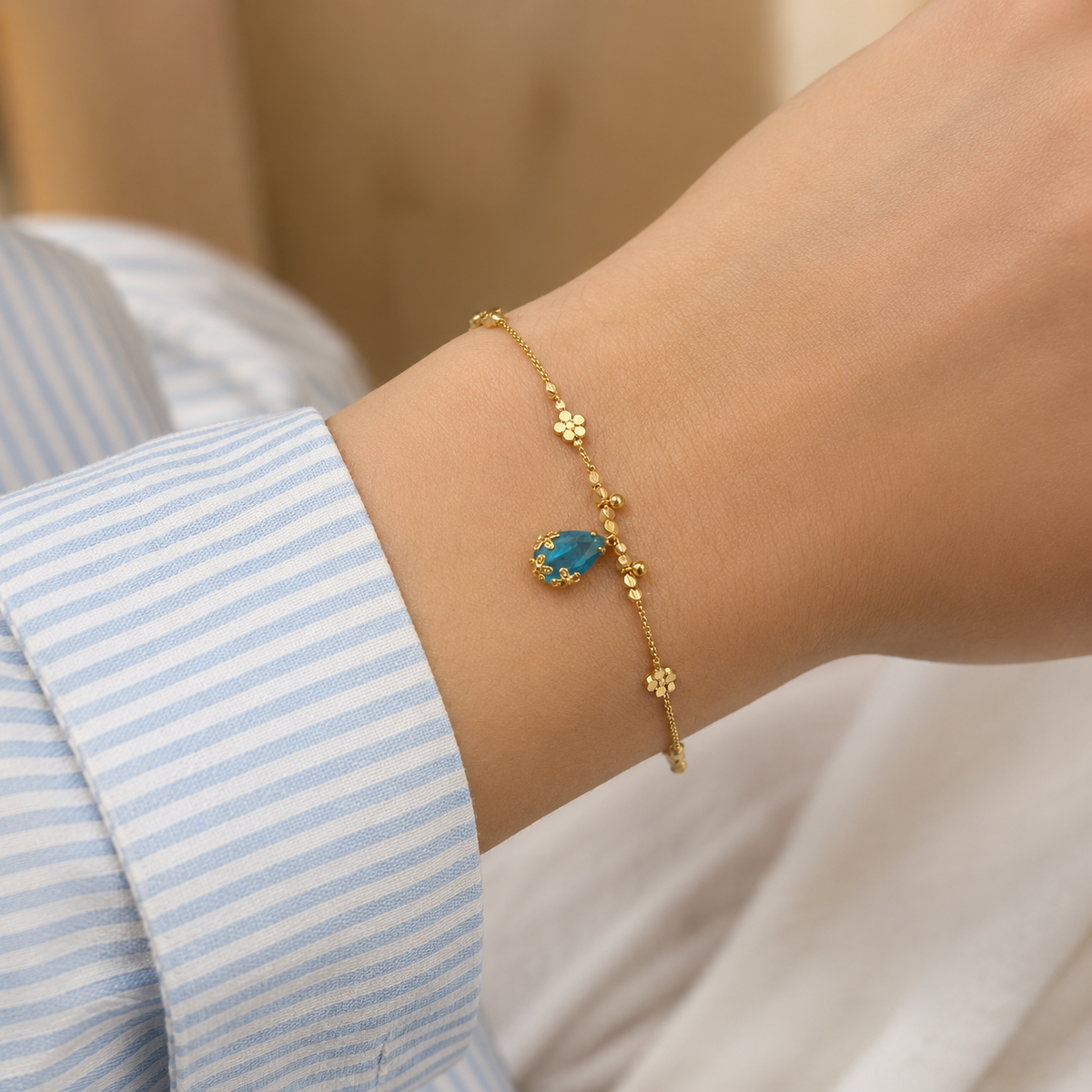 YLOCART Gold Plated Pink Stone Bracelet for Women | Elegant Teardrop Crystal Charm Bracelet | Stylish Fashion Jewellery for Party, Wedding & Festive Wear