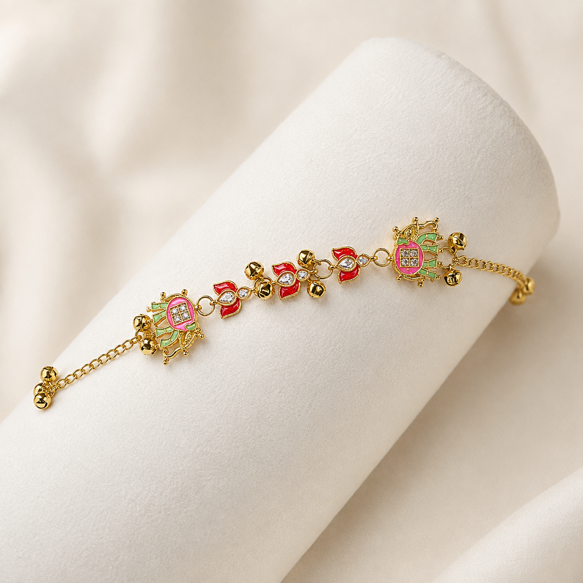 YLOCART Gold Plated Multicolor Designer Bracelet for Women | Elegant Traditional Fashion Jewellery | Stylish Party & Festive Wear Bracelet