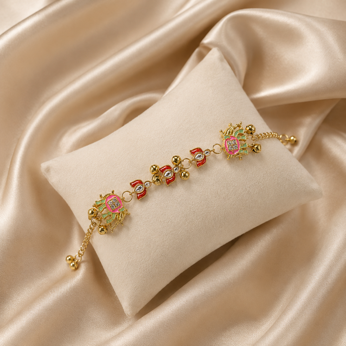 YLOCART Gold Plated Multicolor Designer Bracelet for Women | Elegant Traditional Fashion Jewellery | Stylish Party & Festive Wear Bracelet