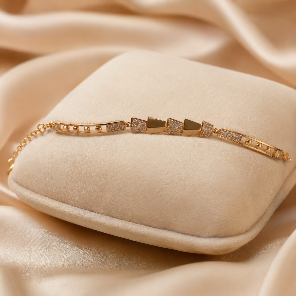 YLOCART Gold Tone Designer Bracelet Kada for Women | Bow Design with Crystal Detailing | Stylish Fashion Jewellery