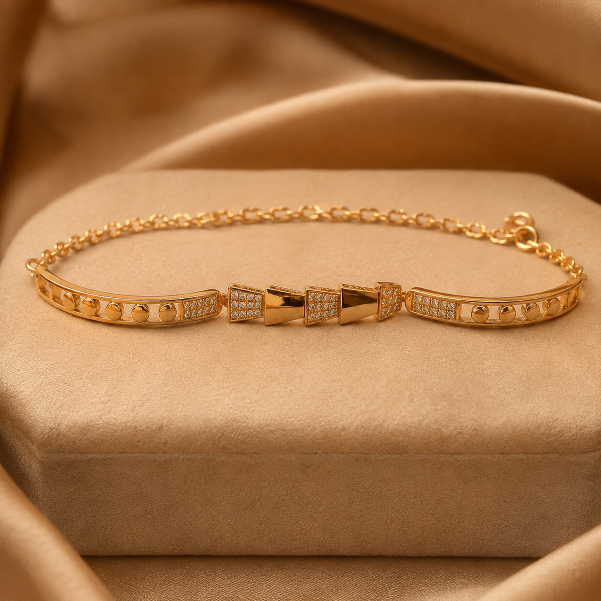 YLOCART Gold Tone Designer Bracelet Kada for Women | Bow Design with Crystal Detailing | Stylish Fashion Jewellery