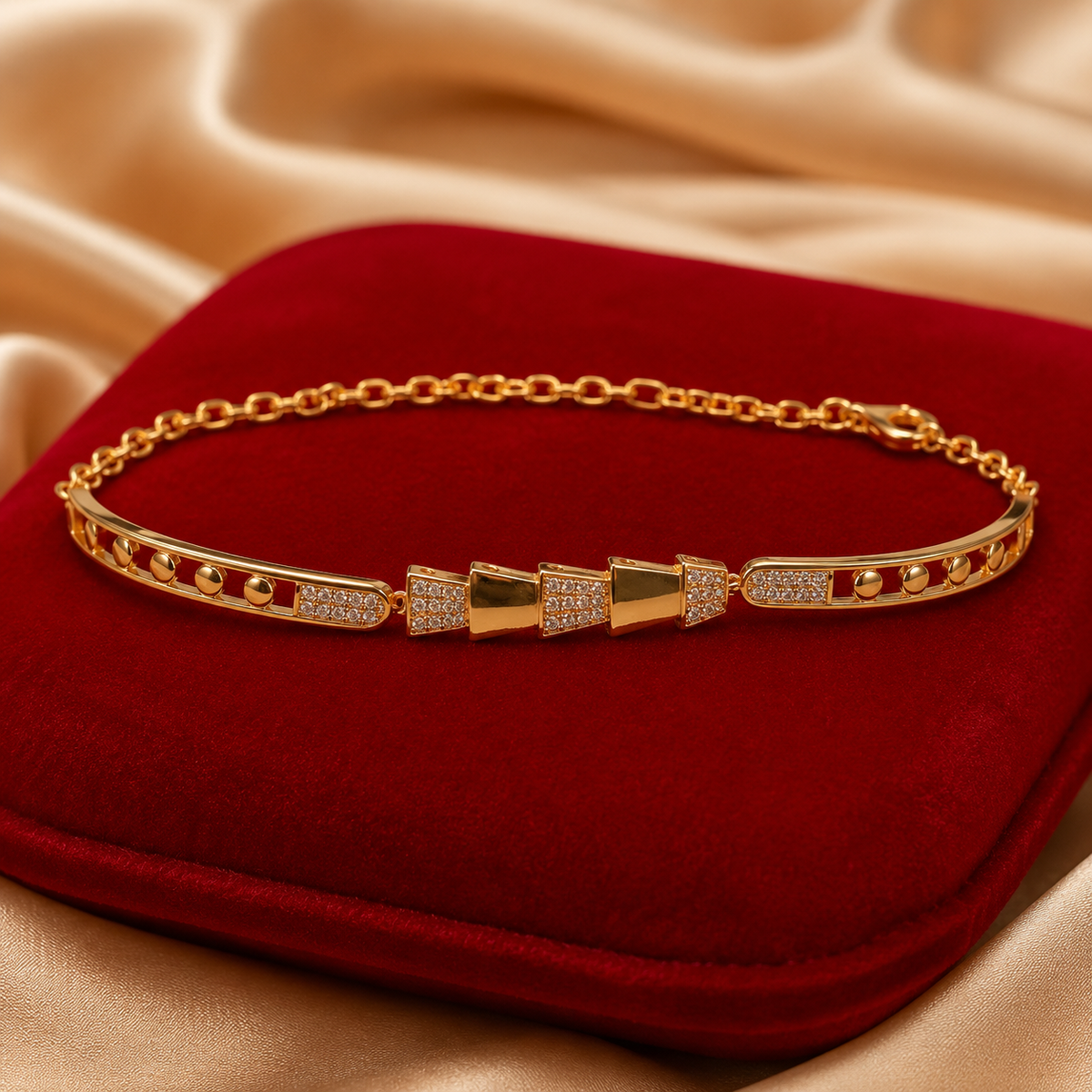 YLOCART Gold Tone Designer Bracelet Kada for Women | Bow Design with Crystal Detailing | Stylish Fashion Jewellery
