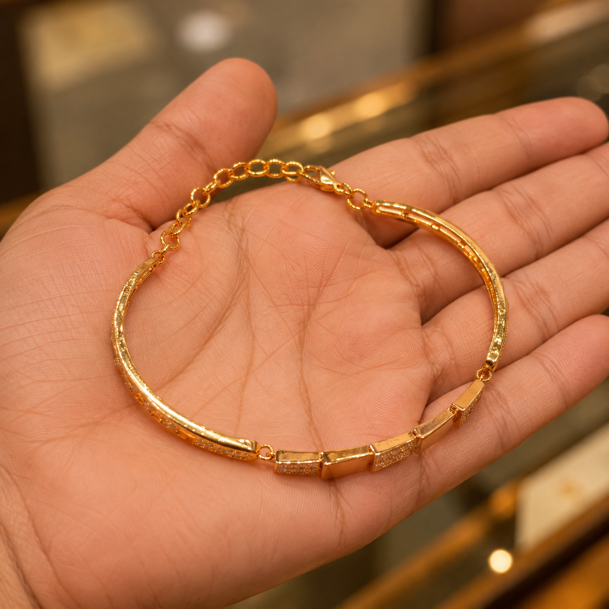 YLOCART Gold Tone Designer Bracelet Kada for Women | Bow Design with Crystal Detailing | Stylish Fashion Jewellery