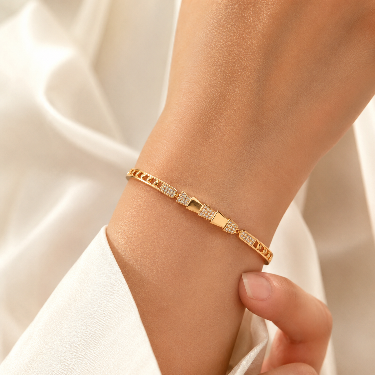 YLOCART Gold Tone Designer Bracelet Kada for Women | Bow Design with Crystal Detailing | Stylish Fashion Jewellery