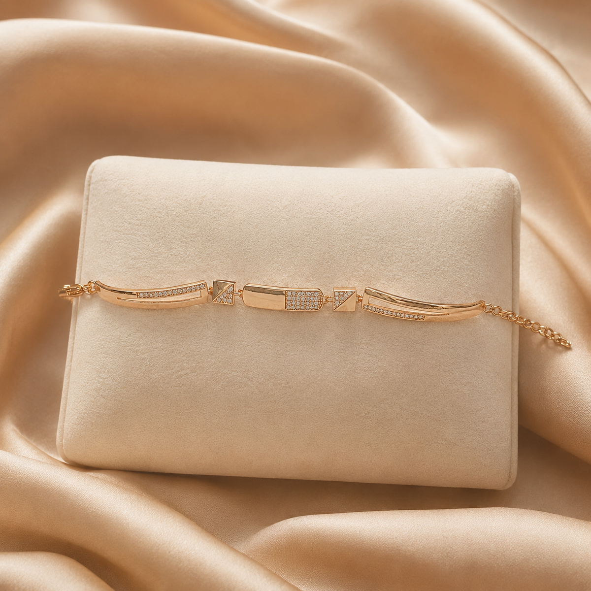 YLOCART Gold Tone Designer Bracelet Kada for Women | Crystal Studded Elegant Fashion Jewellery