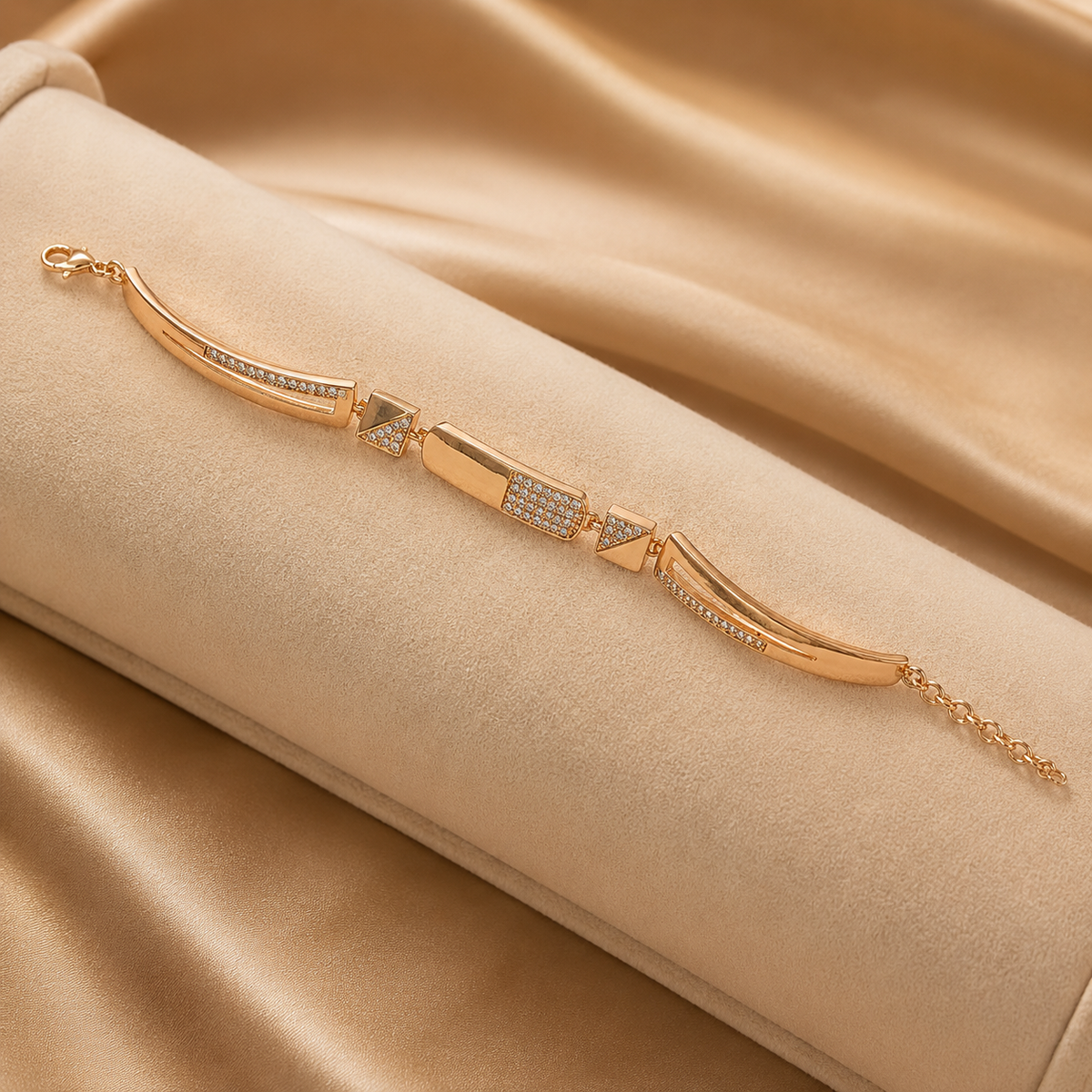 YLOCART Gold Tone Designer Bracelet Kada for Women | Crystal Studded Elegant Fashion Jewellery