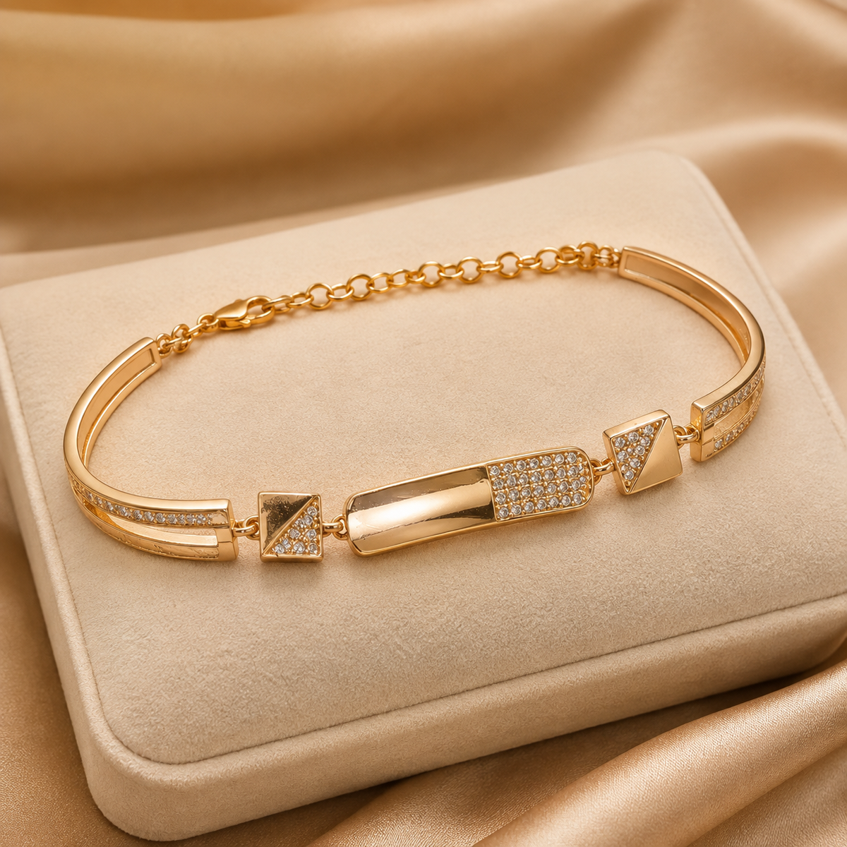 YLOCART Gold Tone Designer Bracelet Kada for Women | Crystal Studded Elegant Fashion Jewellery