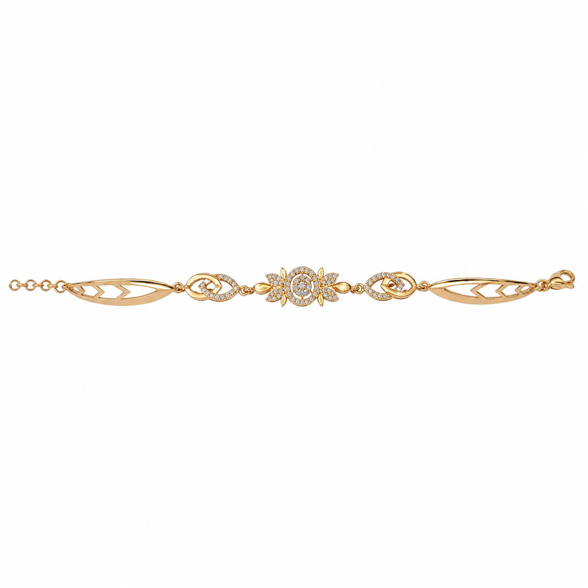 YLOCART Gold Tone Designer Bracelet Kada for Women | Floral Crystal Studded Elegant Fashion Jewellery