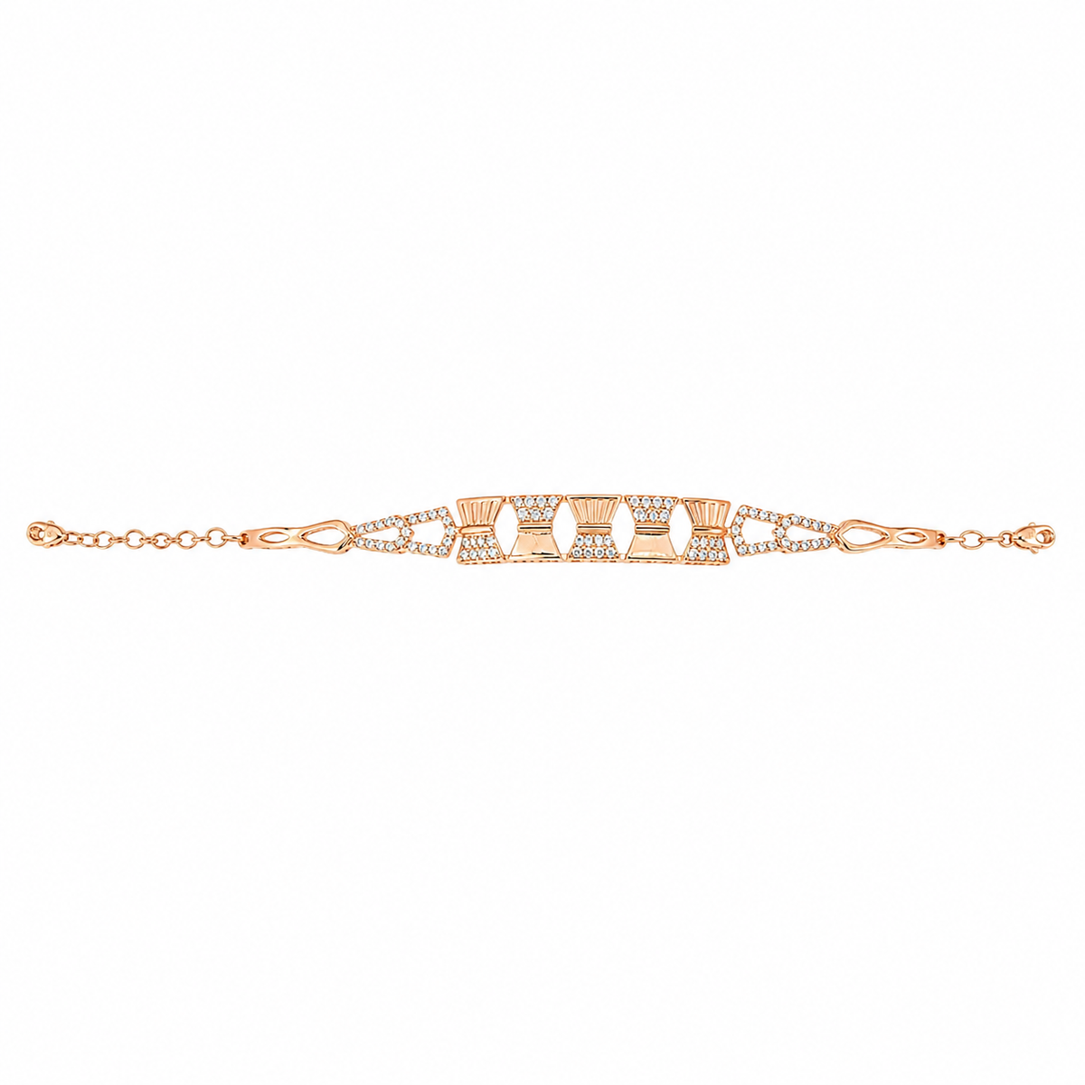 YLOCART Rose Gold Tone Designer Bracelet Kada for Women | Crystal Studded Geometric Fashion Jewellery