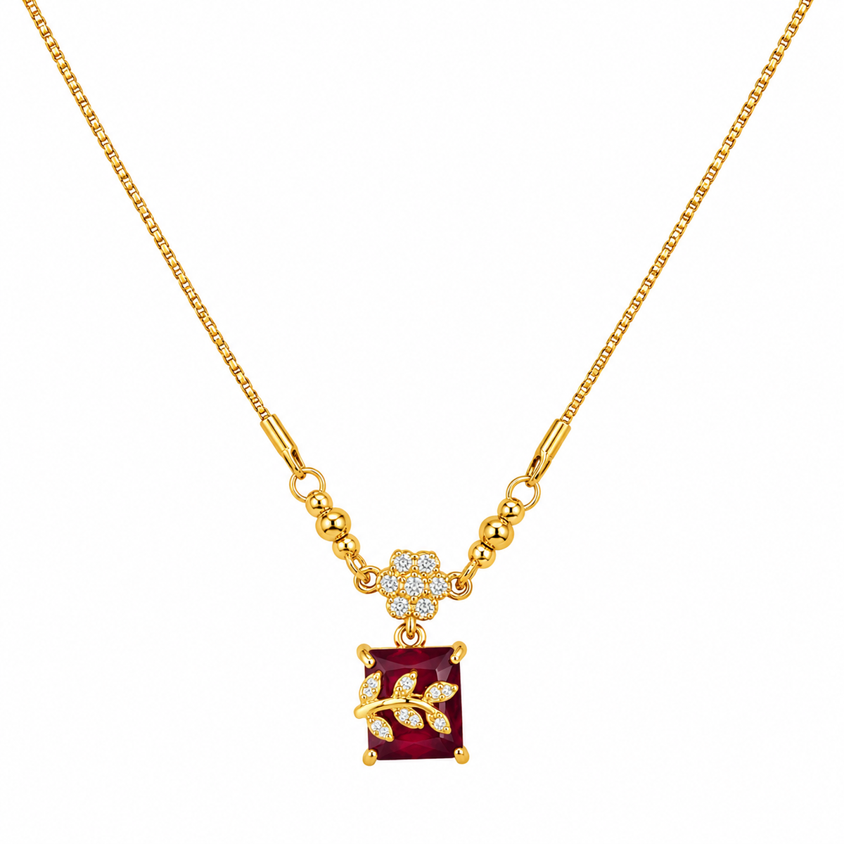 YLOCART Gold Plated Red Stone Bracelet for Women | Elegant Floral Crystal Bracelet | Stylish Designer Fashion Jewellery for Party, Wedding & Festive Wear