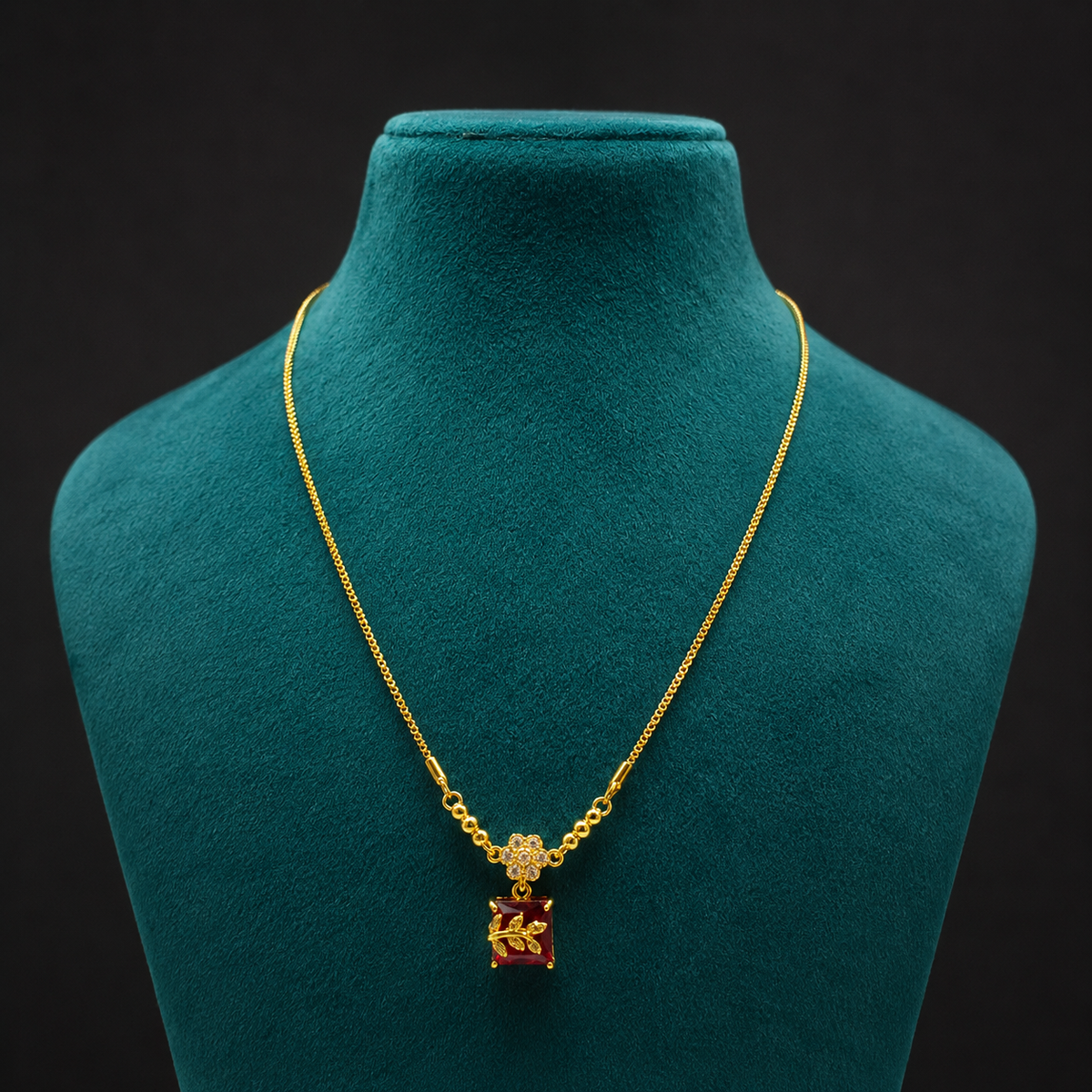 YLOCART Gold Plated Red Stone Bracelet for Women | Elegant Floral Crystal Bracelet | Stylish Designer Fashion Jewellery for Party, Wedding & Festive Wear