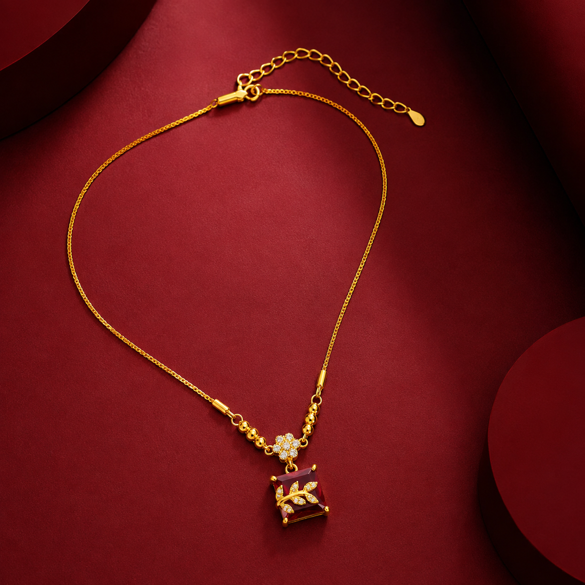 YLOCART Gold Plated Red Stone Bracelet for Women | Elegant Floral Crystal Bracelet | Stylish Designer Fashion Jewellery for Party, Wedding & Festive Wear