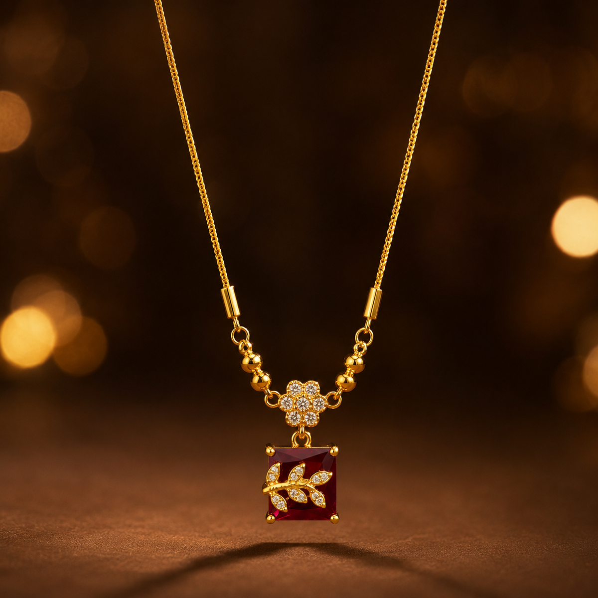 YLOCART Gold Plated Red Stone Bracelet for Women | Elegant Floral Crystal Bracelet | Stylish Designer Fashion Jewellery for Party, Wedding & Festive Wear