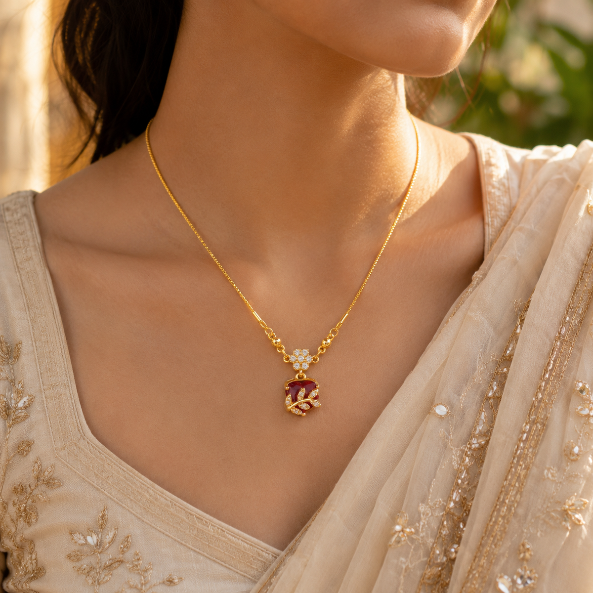 YLOCART Gold Plated Red Stone Bracelet for Women | Elegant Floral Crystal Designer Bracelet | Stylish Fashion Jewellery for Party, Wedding & Festive Wear