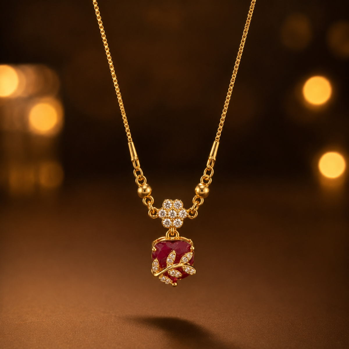 YLOCART Gold Plated Red Stone Bracelet for Women | Elegant Floral Crystal Designer Bracelet | Stylish Fashion Jewellery for Party, Wedding & Festive Wear