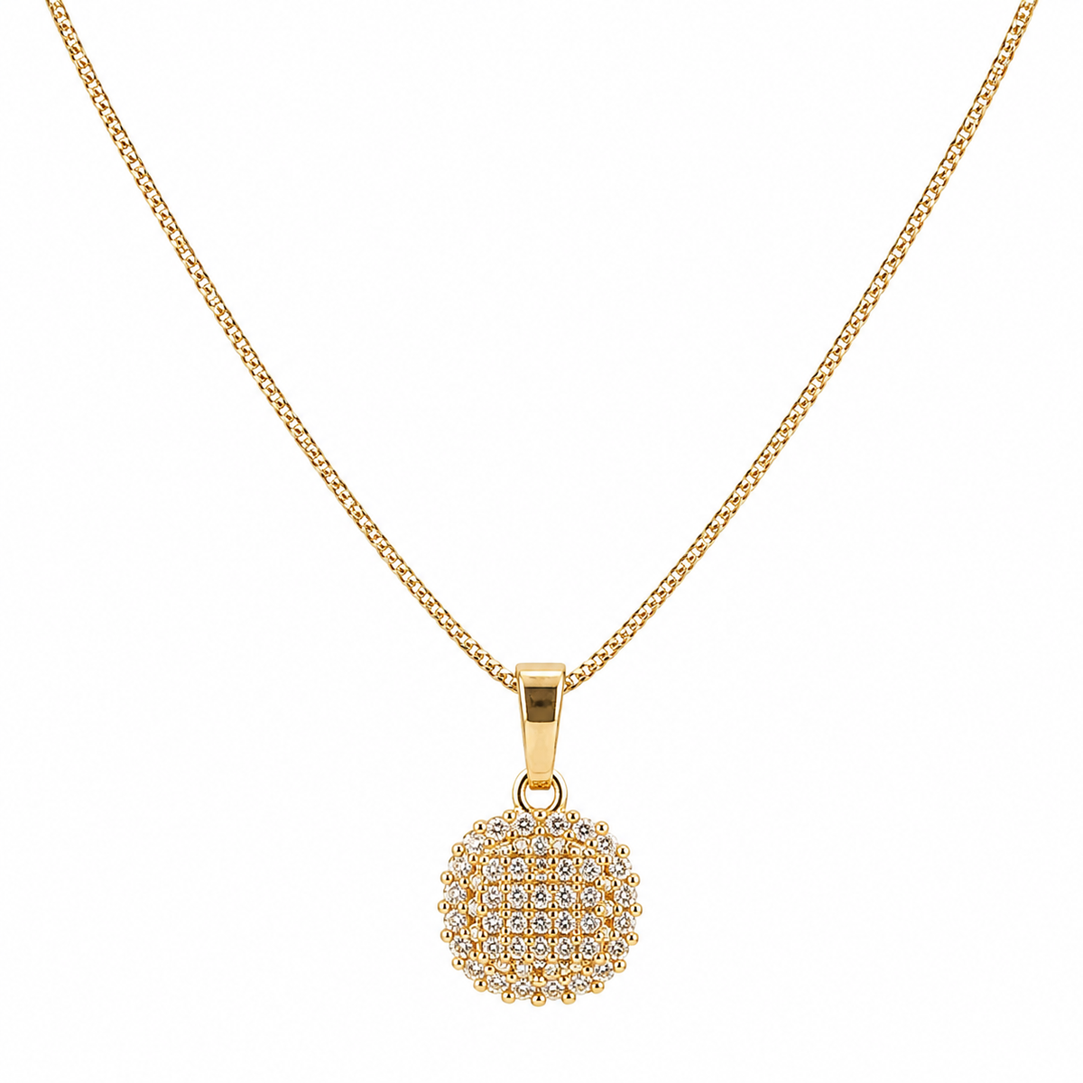 Gold Tone Round Pendant Necklace for Women | Elegant Designer Chain Necklace for Daily Wear & Special Occasions