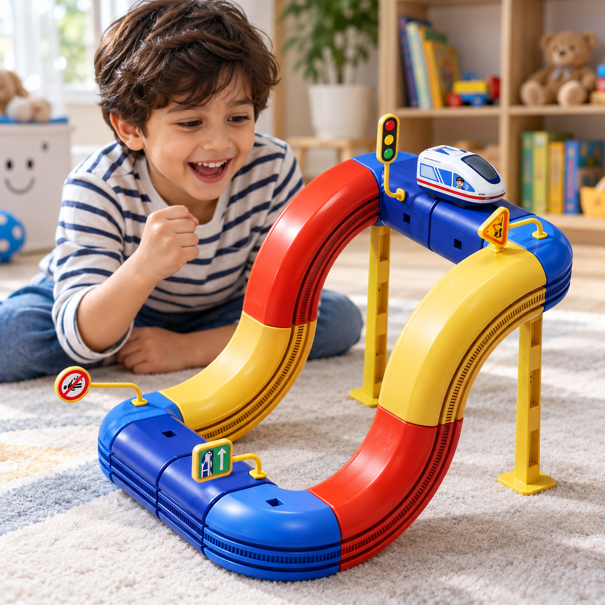 Magic Track Car DIY 3D Building Set for Kids, Modular Railway Track Puzzle with Electric Train, Creative STEM Construction Toy for Boys & Girls, Ages 3+