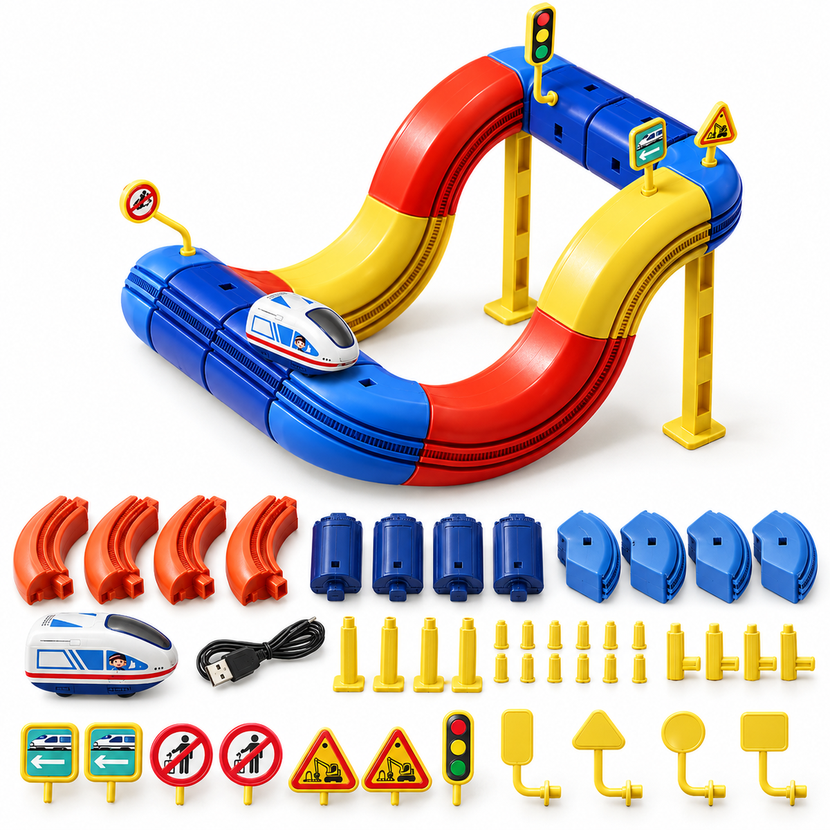 Magic Track Car DIY 3D Building Set for Kids, Modular Railway Track Puzzle with Electric Train, Creative STEM Construction Toy for Boys & Girls, Ages 3+