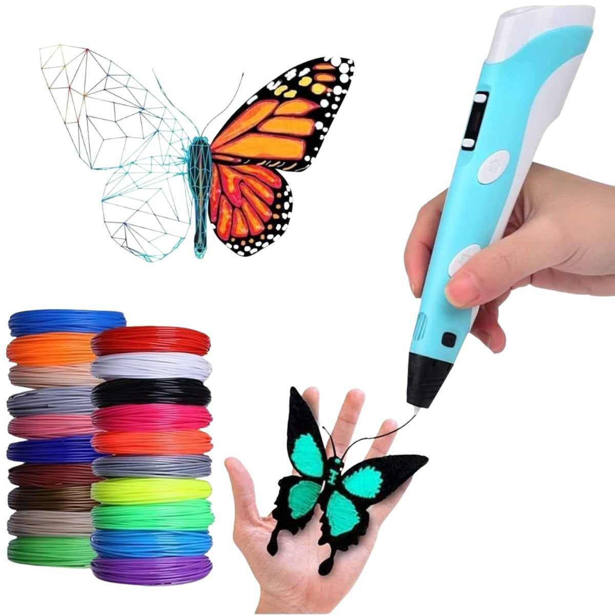 3D Printing Pen with LCD Display & Adjustable Speed | USB Powered Drawing Pen with PLA Filament Refills, Pen Stand & USB Cable | Creative DIY Craft Tool for Art, Models & Design Projects