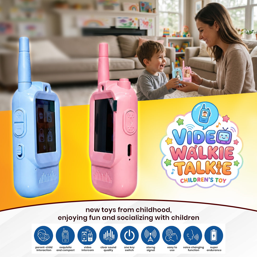 Kids Video Walkie Talkie with Camera, Video Calling, Voice Changer, Push-to-Talk, Type-C Rechargeable Two-Way Communication Toy