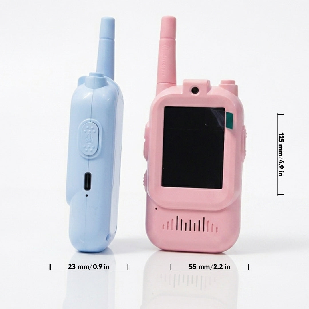 Kids Video Walkie Talkie with Camera, Video Calling, Voice Changer, Push-to-Talk, Type-C Rechargeable Two-Way Communication Toy